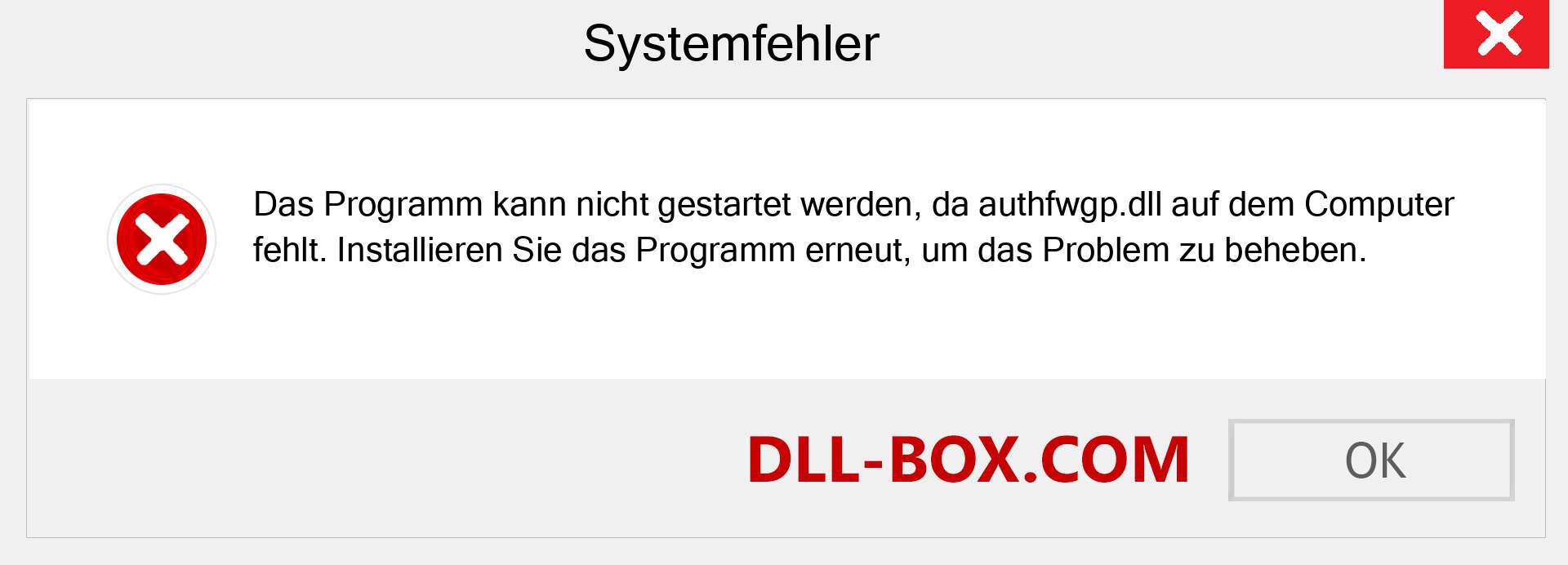 authfwgp.dll-Datei fehlt?. Download für Windows 7, 8, 10 - Fix authfwgp dll Missing Error unter Windows, Fotos, Bildern